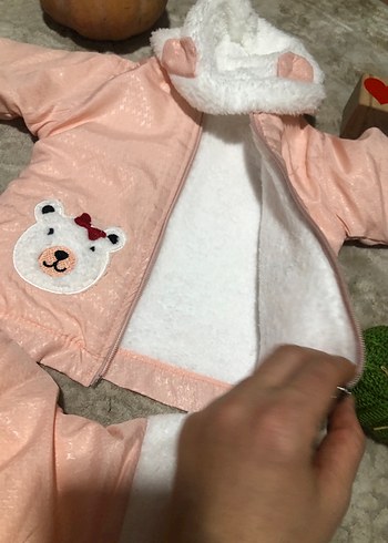 Pembe Kürklü Uzun Kollu Bebek Kız Takımı - Görsel 6