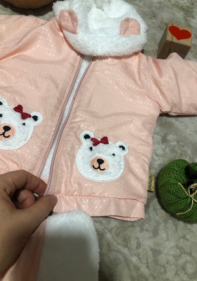 Pembe Kürklü Uzun Kollu Bebek Kız Takımı - Görsel 5