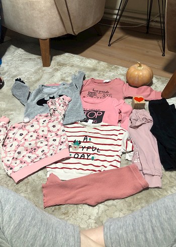 Pembe ve Gri Uzun Kollu Bebek Kıyafet Seti - Görsel 2