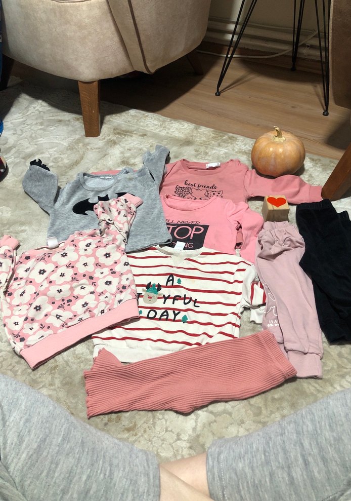 Pembe ve Gri Uzun Kollu Bebek Kıyafet Seti - Görsel 2