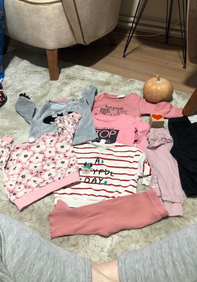 Pembe ve Gri Uzun Kollu Bebek Kıyafet Seti - Görsel 3