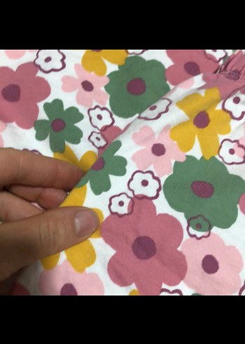 Pembe Çiçek Desenli Bebek Kız Takımı - Görsel 3