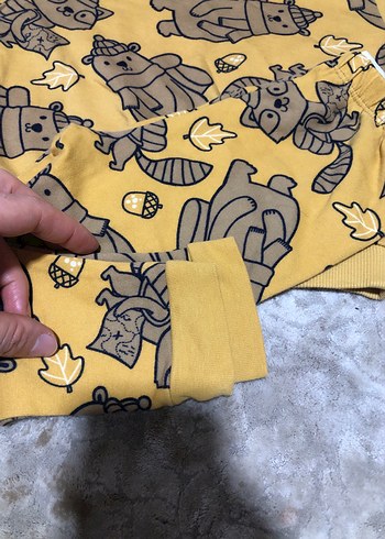 Renkli Baskılı Sarı Çocuk Pijama Takımı - Görsel 5