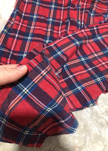 Kırmızı Ekose Desenli Uzun Kollu Kadın Pijama - Görsel 3