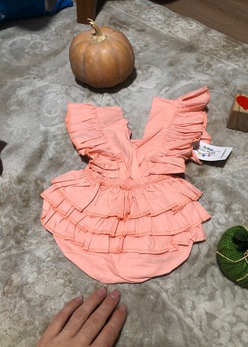 Pembe Bebek Kız Tulum Fırfırlı - Görsel 3