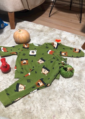 Renkli Baskılı Erkek Bebek Triko Takım - Görsel 3