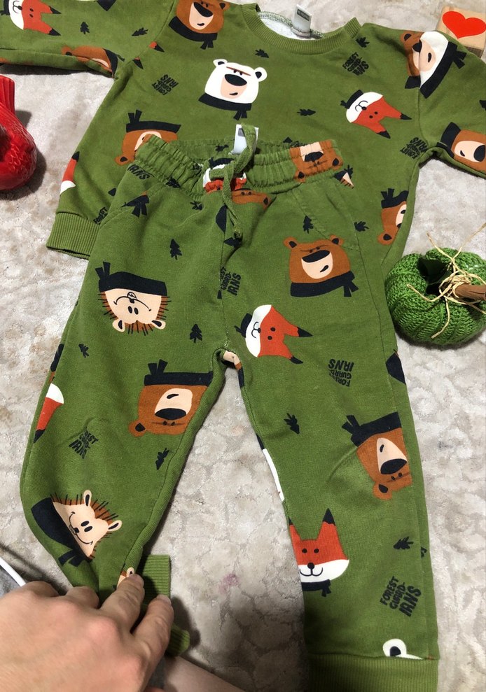 Renkli Baskılı Erkek Bebek Triko Takım - Görsel 4