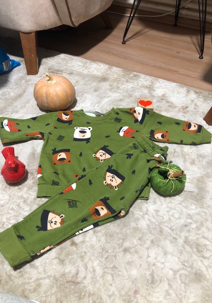 Renkli Baskılı Erkek Bebek Triko Takım - Görsel 2