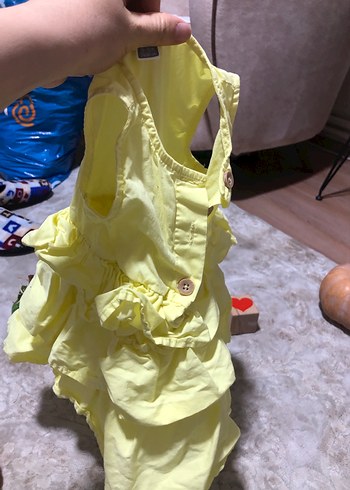 Kız Çocuk Sarı Fırfırlı Elbise - Görsel 5