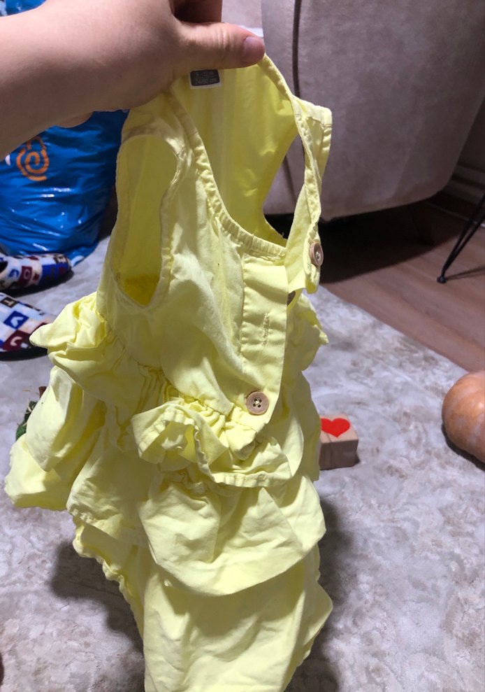 Kız Çocuk Sarı Fırfırlı Elbise - Görsel 5