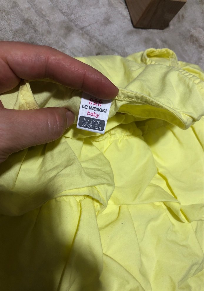 Kız Çocuk Sarı Fırfırlı Elbise - Görsel 3