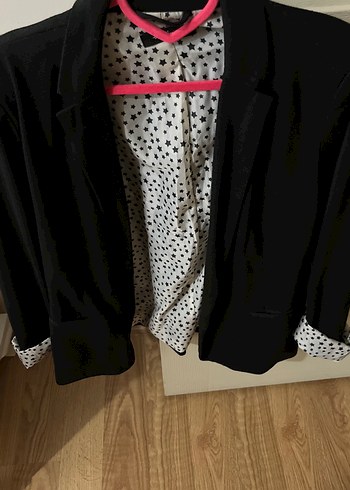 Düğmeli Siyah Kadın Blazer Ceket