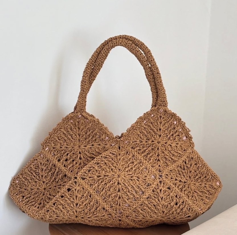 Bej Örgü Kadın Çanta Dantel Detaylı - Görsel 2