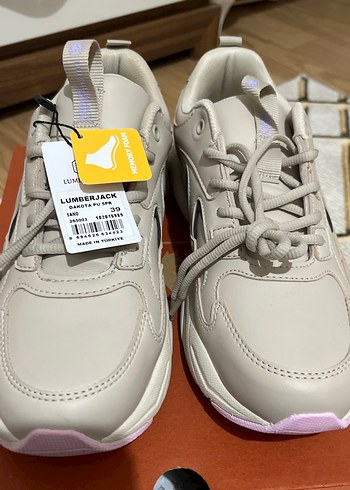 Bej Bağcıklı Kadın Spor Ayakkabı Stiletto Topuklu - Görsel 4