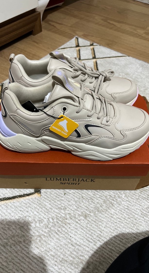 Bej Bağcıklı Kadın Spor Ayakkabı Stiletto Topuklu - Görsel 2