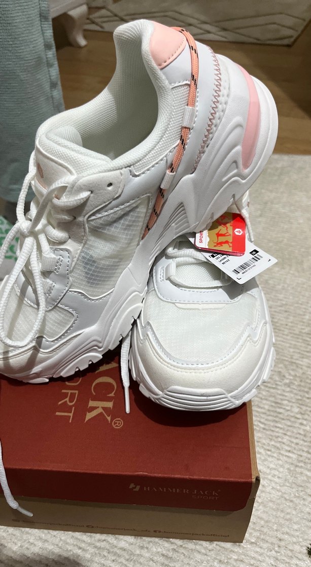 Beyaz Bağcıklı Stiletto Topuklu Kadın Spor Ayakkabı - Görsel 2