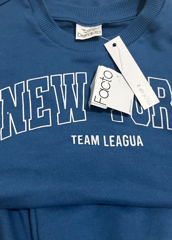 Kız Mavi Rahat Sweatshirt ve Eşofman Takımı - Görsel 2