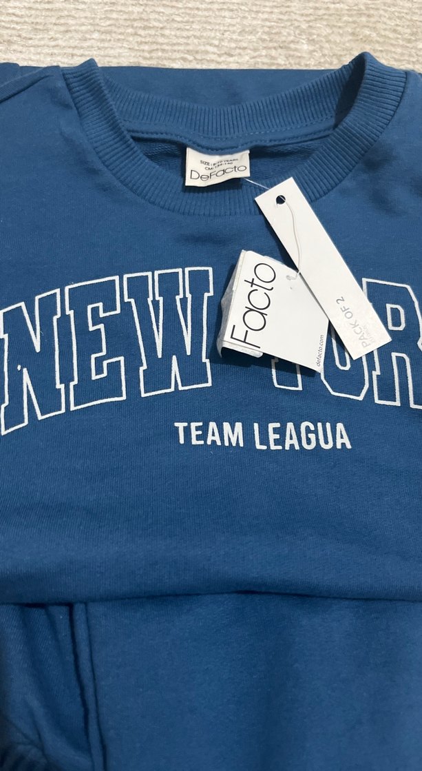 Kız Mavi Rahat Sweatshirt ve Eşofman Takımı - Görsel 2