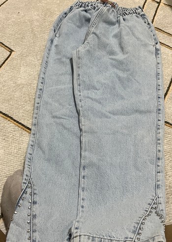 Gri Bol Kesim Kadın Denim Pantolon - Görsel 2