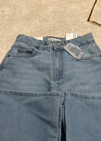 Gri Bol Kesim Uzun Kadın Kot Pantolon - Görsel 3