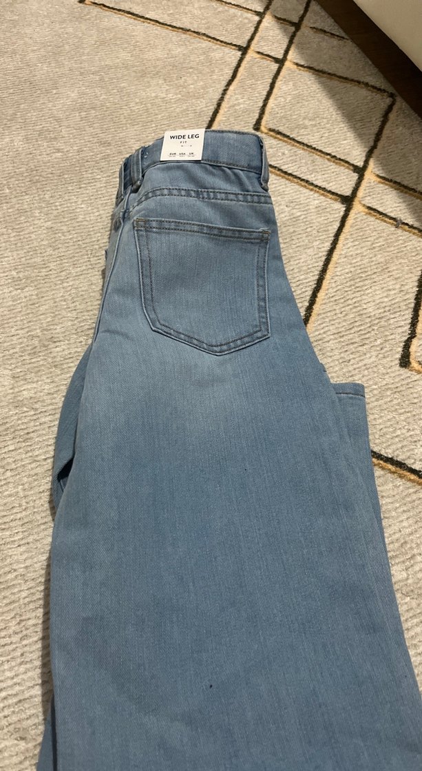 Gri Bol Kesim Uzun Kadın Kot Pantolon - Görsel 4