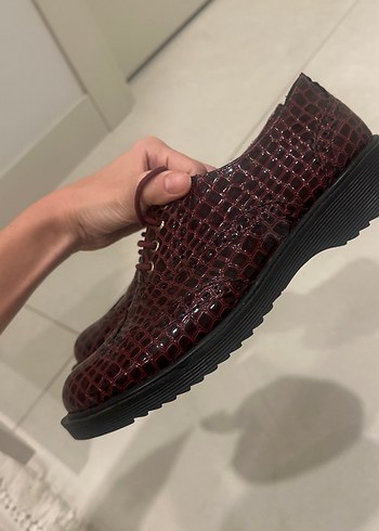38 Beden bordo Renk Bordo Yılan Desenli Kadın Klasik Ayakkabı Bambi