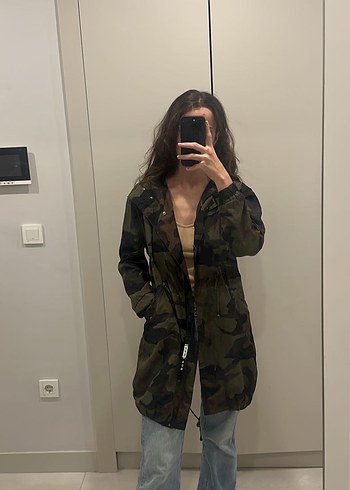 Zara Zara Kadın Kamuflaj Desenli Rahat Kesim Ceket