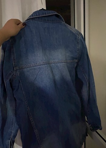 Diğer Düğmeli Kadın Mavi Midi Denim Ceket