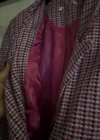 l Beden bordo Renk Kadın Düğmeli Midi Blazer Ceket