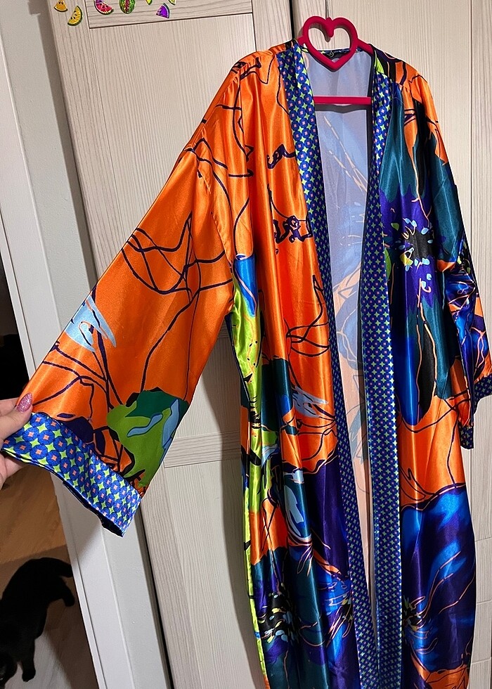 Saten Kimono Mükemmel Renk - Görsel 2
