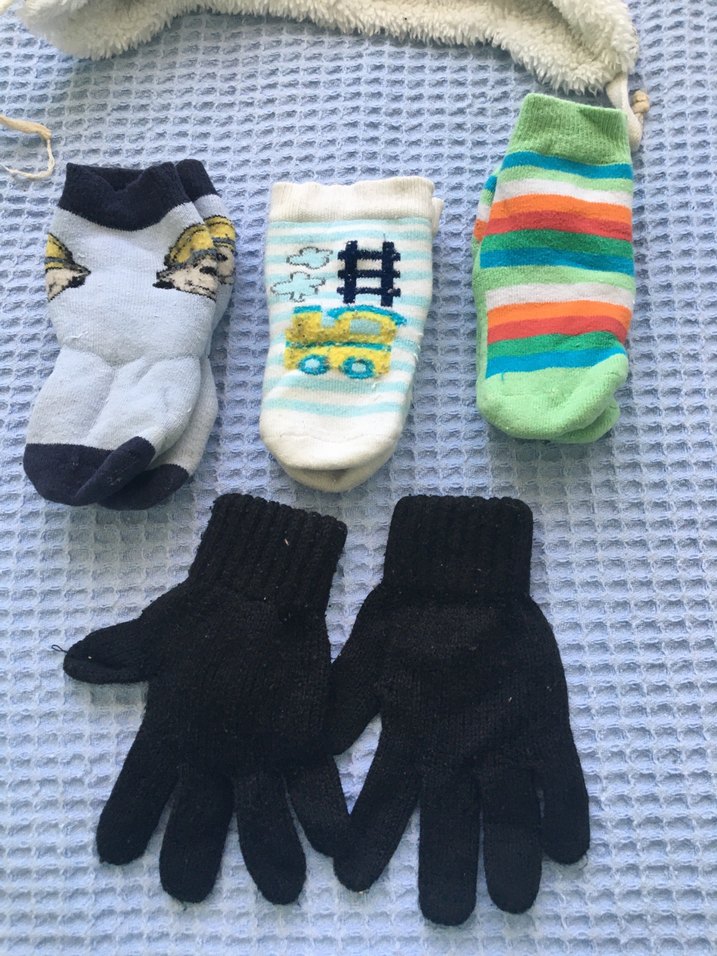 Erkek Çocuk Gri Örgü Bere çorap eldiven - Görsel 3