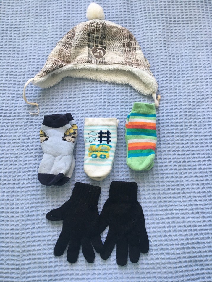 Erkek Çocuk Gri Örgü Bere çorap eldiven - Görsel 2