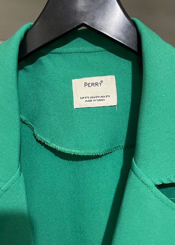 diğer Beden Düğmeli Yeşil Kumaş Midi Blazer
