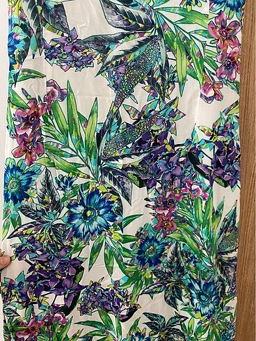 s Beden Batik Çiçek Desenli Uzun Elbise