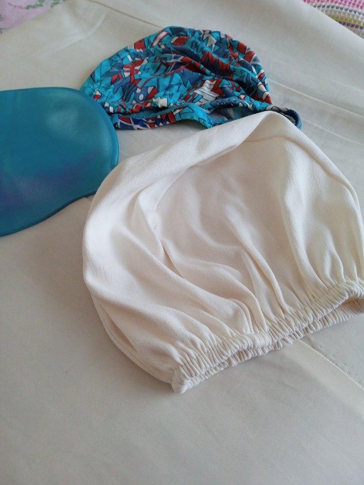 Mavi Baskılı Sentetik Kumaş Yüzme Bonesi - Görsel 3