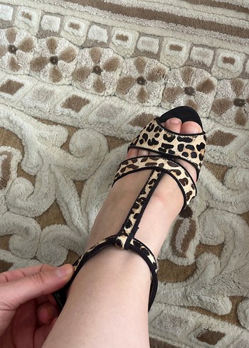 Kahverengi Leopar Desenli Platform Topuklu Kadın Ayakkabı - Görsel 5