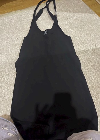 Diğer Siyah Minimal Halter Elbise