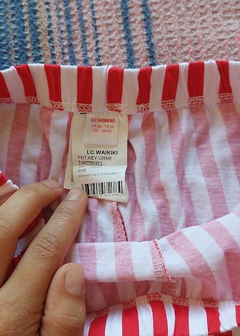 7 Yaş Beden Çizgili Kırmızı Bohem Erkek Çocuk Pantolonu