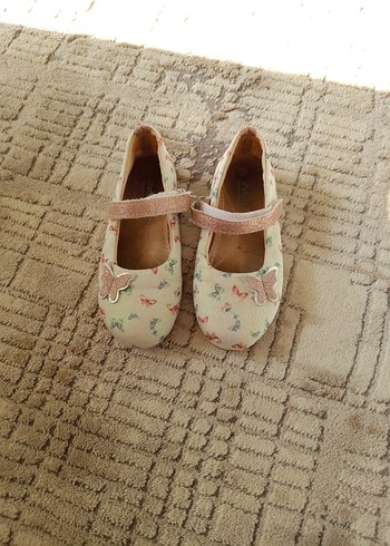 Çiçek Desenli Kız Çocuk Bej Babet - Görsel 2