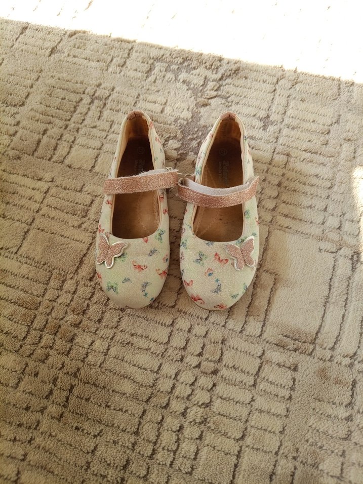 Çiçek Desenli Kız Çocuk Bej Babet - Görsel 2