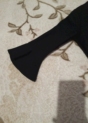 Siyah Uzun Kollu Fırfırlı Kadın Elbise - Görsel 4