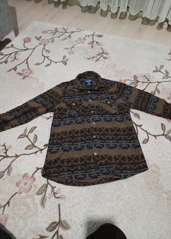 Erkek Kahverengi Uzun Kollu Yün Gömlek - Görsel 4