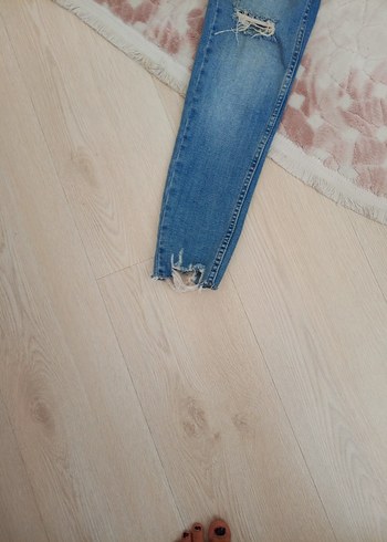 m Beden mavi Renk Kadın Mavi Denim Bol Kesim Kot Pantolon