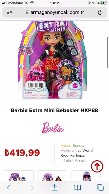 sıfır sadece kutusuz barbie extra mini