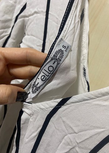 Çizgili V Yaka Uzun Kollu Kadın Tulum - Görsel 5