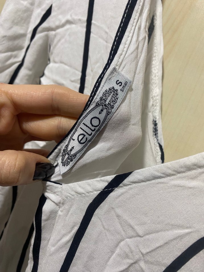 Çizgili V Yaka Uzun Kollu Kadın Tulum - Görsel 5