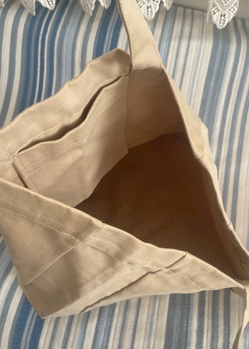 Bej Keten Kadın Çanta - Görsel 5