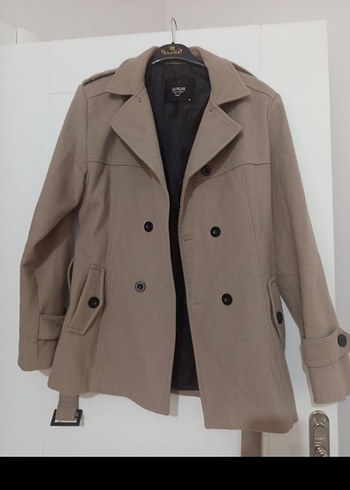 Bej Kadın Süet Midi Kaban - Görsel 2