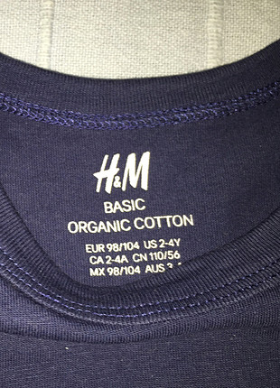 H&M 2-4 yaş iki adet tişört 