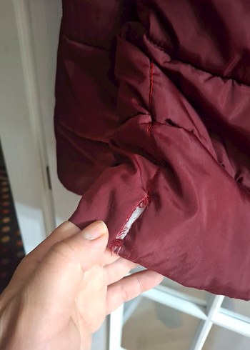 Bordo Kapüşonlu Fermuarlı  Mont - Görsel 6